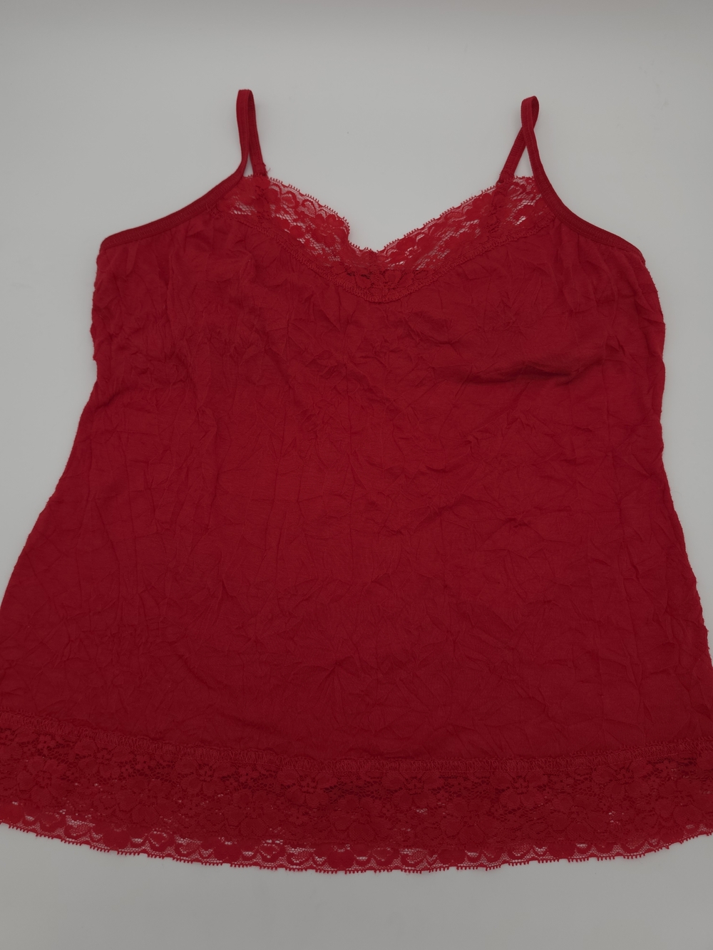 Willow Bay Lace Trim Red Crinkle Cami Tank Top XL Beach Layering Tank